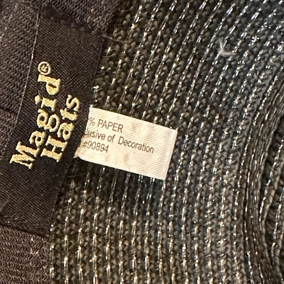 🌟HP🌟NWOT Black & Tan Paper Straw Garden Fedora Hat by Magid - Picture 10 of 10
